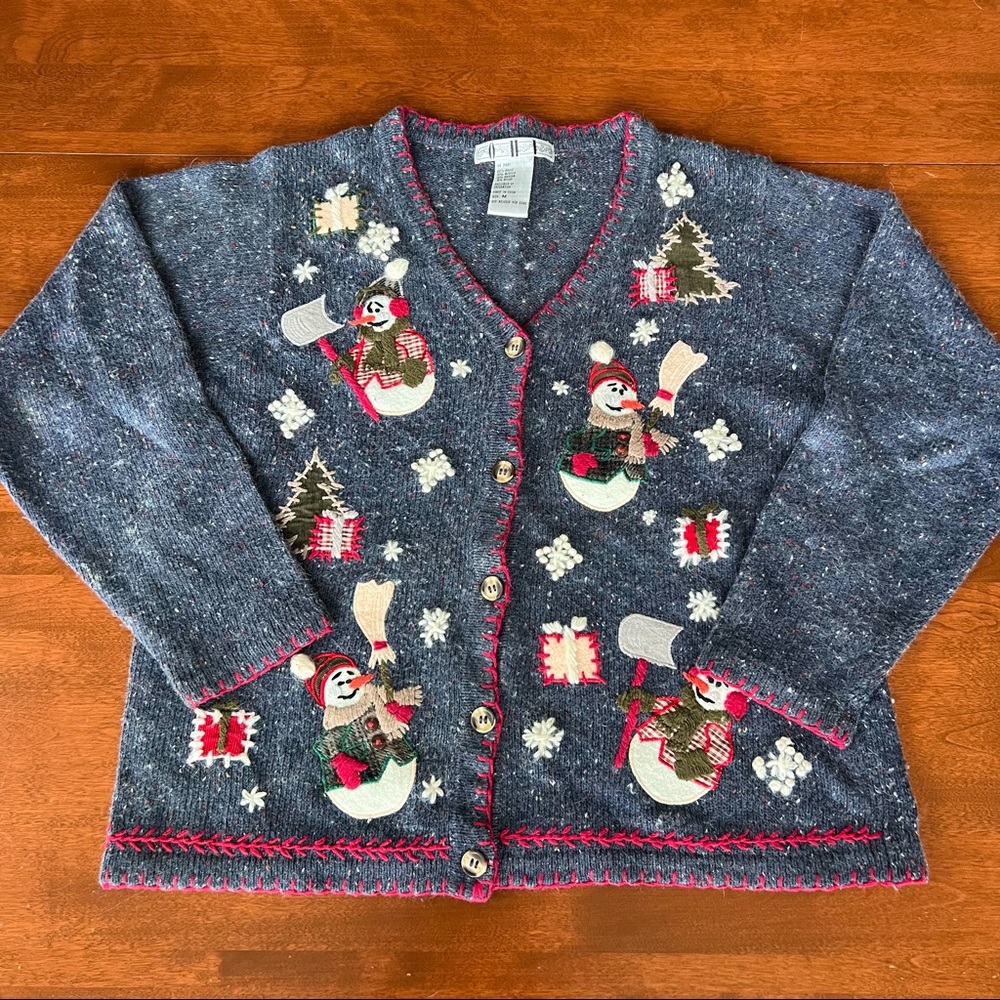 Festive Snowman Cardigan Sweater